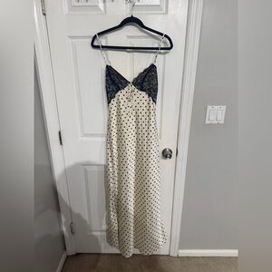 Elegant Black and White Polka Dot Maxi Dress